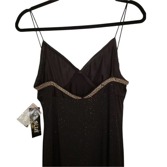 Eva Blue Juniors Black Sleeveless Gold Detail Sparkle Party Dress - Picture 6 of 9